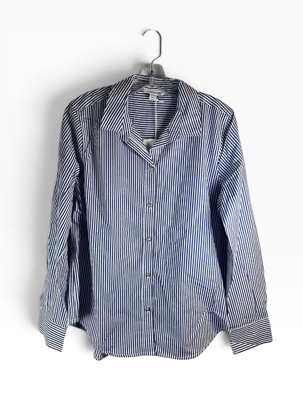 Beach lunch lounge Blue and White Striped Button-Down Shirt